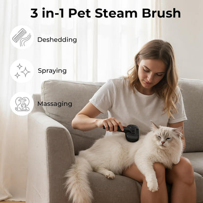 Hand holding cool mist pet grooming brush