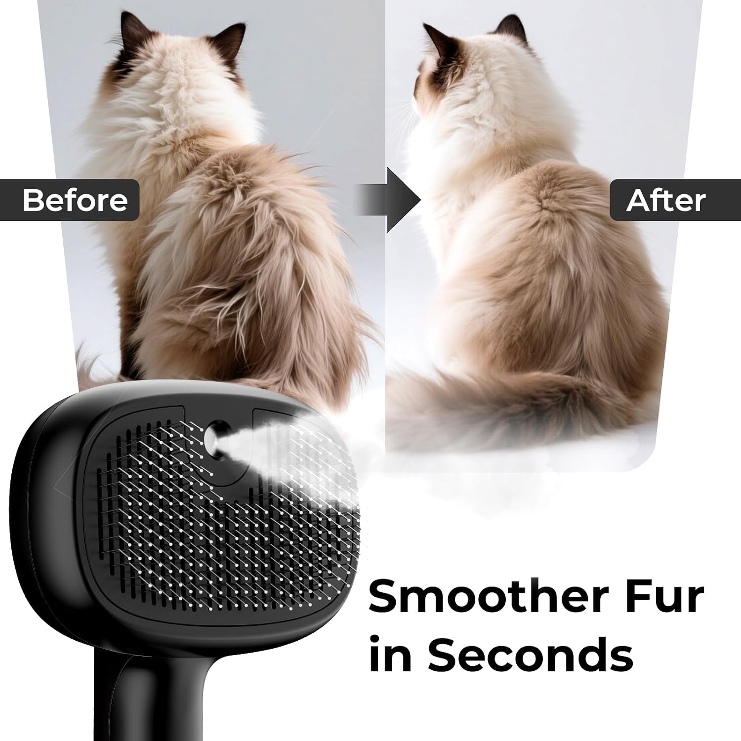 Before and after deshedding results on cat coat